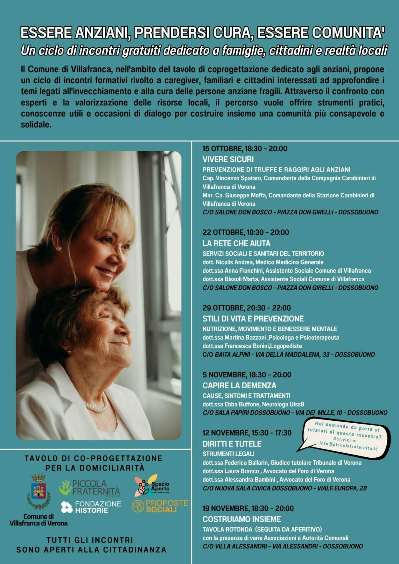 Volantino – Incontri formativi per caregiver e cittadini